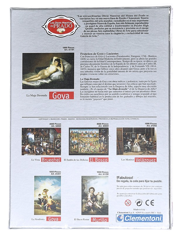 CLEMENTONI Art La Maya Desnuda palapeli - Palapelit - 10105593543 - 1