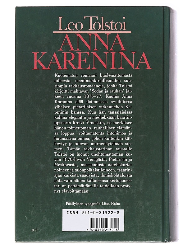 Anna Karenina - Tolstoi, Leo - Romaanit ja novellit - 10105593853 - 1