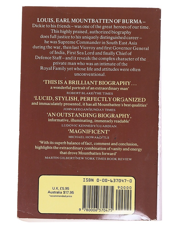 Mountbatten the Official Biography - Philip Ziegler - Elämäkerrat ja muistelmat - 10105594065 - 1