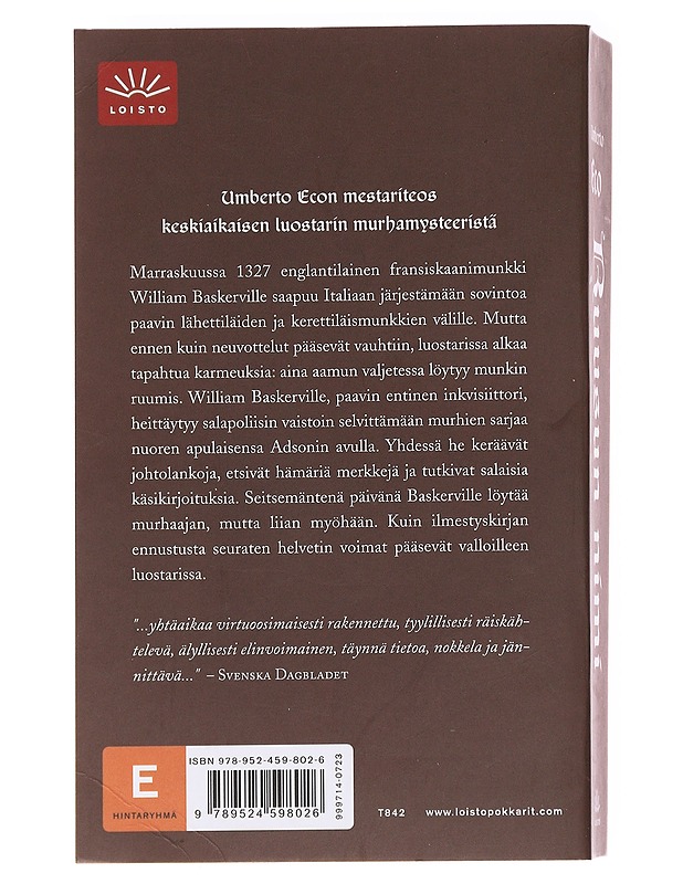Ruusun nimi - Eco, Umberto - Romaanit ja novellit - 10105594384 - 1