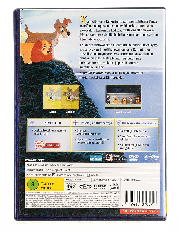 Disney : Kaunotar ja Kulkuri - DVD - DVD-elokuvat - 10105594524 - 1