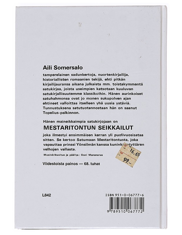 Mestaritontun seikkailut - Somersalo, Aili - Lastenkirjat - 10105594570 - 1