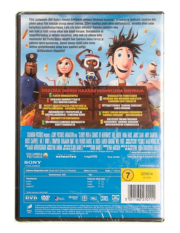 Poutapilviä ja Lihapullokuuroja - DVD - DVD-elokuvat - 10105594695 - 1