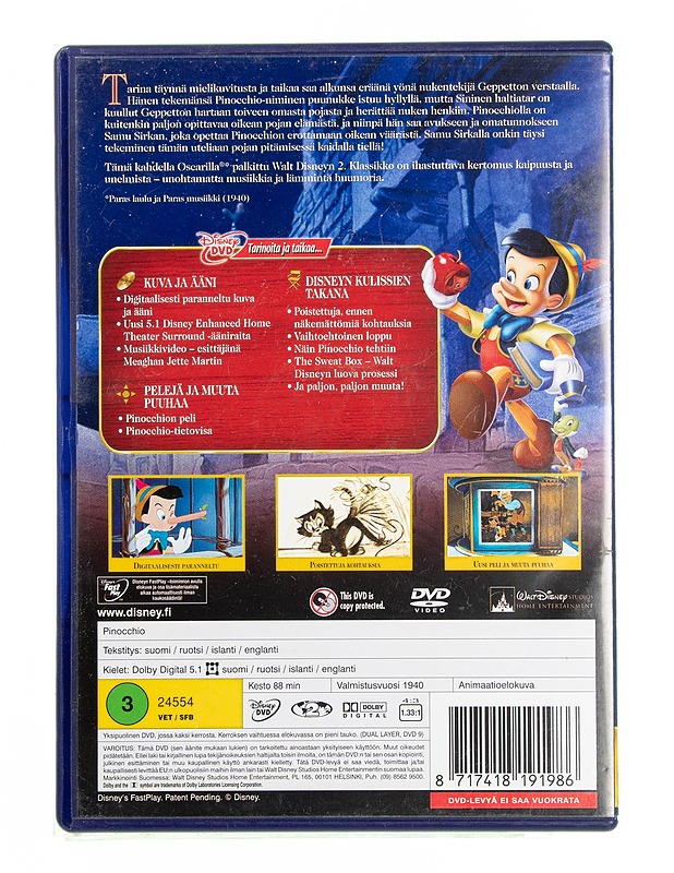 Pinocchio 70-vuotisjuhlajulkaisu - DVD  - DVD-elokuvat - 10105594780 - 1
