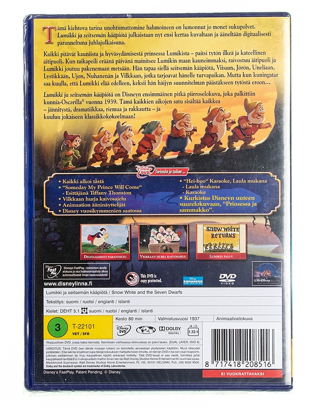 Disney : Lumikki ja seitsemän kääpiöttä - DVD - DVD-elokuvat - 10105595037 - 1