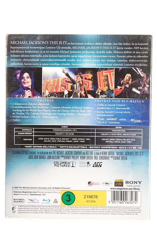 Michael Jackson's This Is It - Blu-Ray - Blu-ray-levyt - 10105595109 - 1