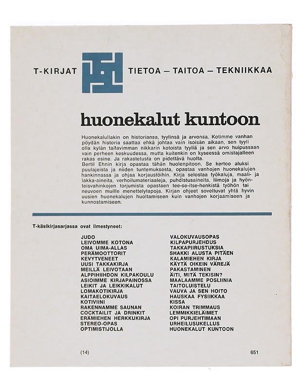 Huonekalut Kuntoon - Bertil Ehn - Kirja lahjaksi - 10105595237 - 1