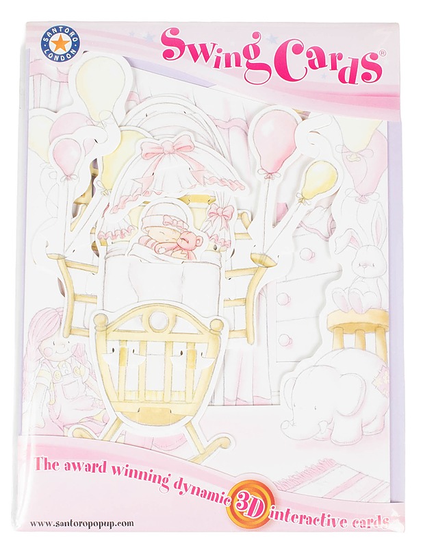 SANTORO LONDON Baby Girl Crib -3D-pop-up-kortti + kuori - Askartelu - 10105595838 - 0