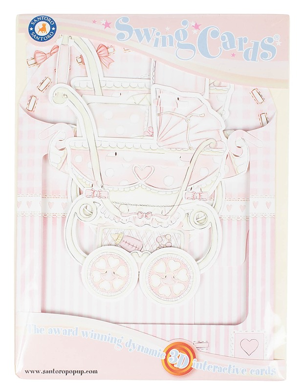 SANTORO LONDON Baby Girl Pram -3D-pop-up-kortti + kuori - Askartelu - 10105595845 - 0