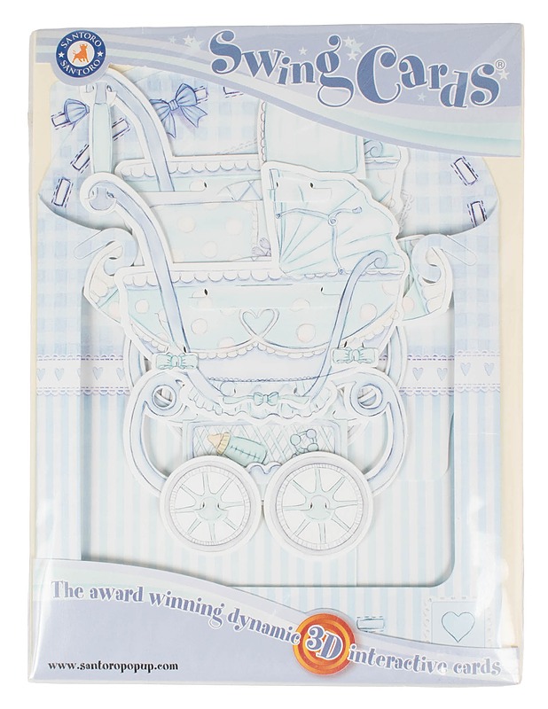 SANTORO LONDON Baby Boy Pram -3D-pop-up-kortti + kuori - Askartelu - 10105595853 - 1