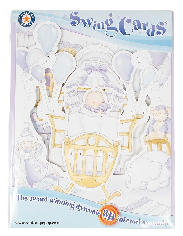 SANTORO LONDON Baby Boy Crib -3D-pop-up-kortti + kuori - Askartelu - 10105595858 - 0