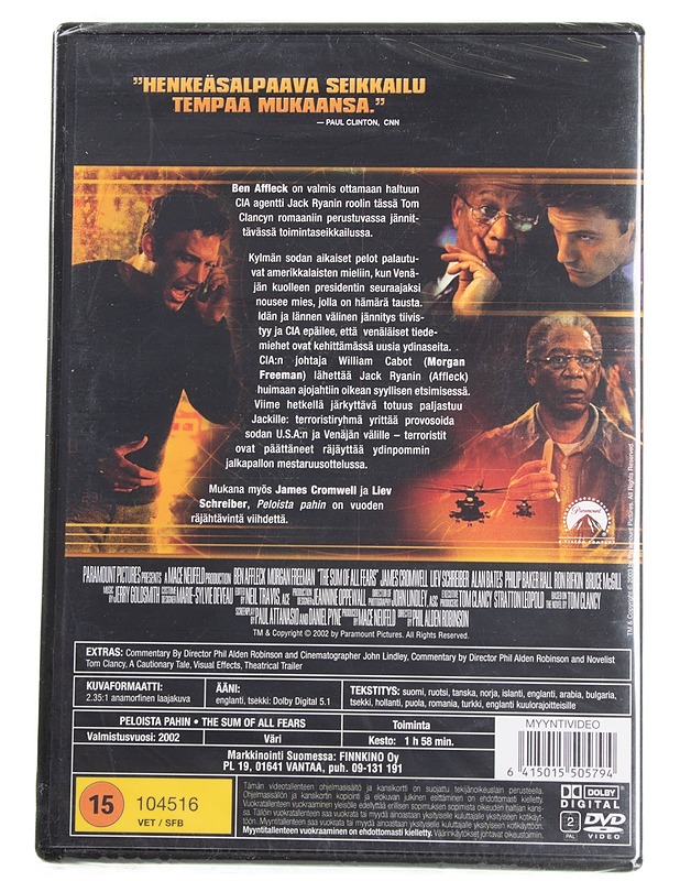 Peloista pahin / Sum of All Fears - DVD - DVD-elokuvat - 10105595928 - 1