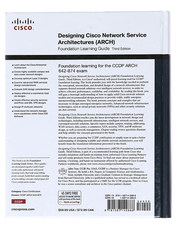 Designing Cisco Network Service Architectures - John Tiso - Tietokirjat - 10105595973 - 1