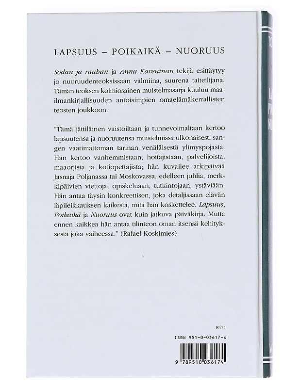 Lapsuus, poikaikä, nuoruus - Tolstoi, Leo - Romaanit ja novellit - 10105596089 - 1