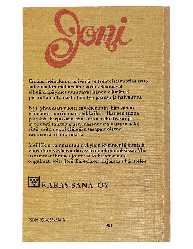 Joni - Eareckson, Joni - Elämäkerrat ja muistelmat - 10105596438 - 1