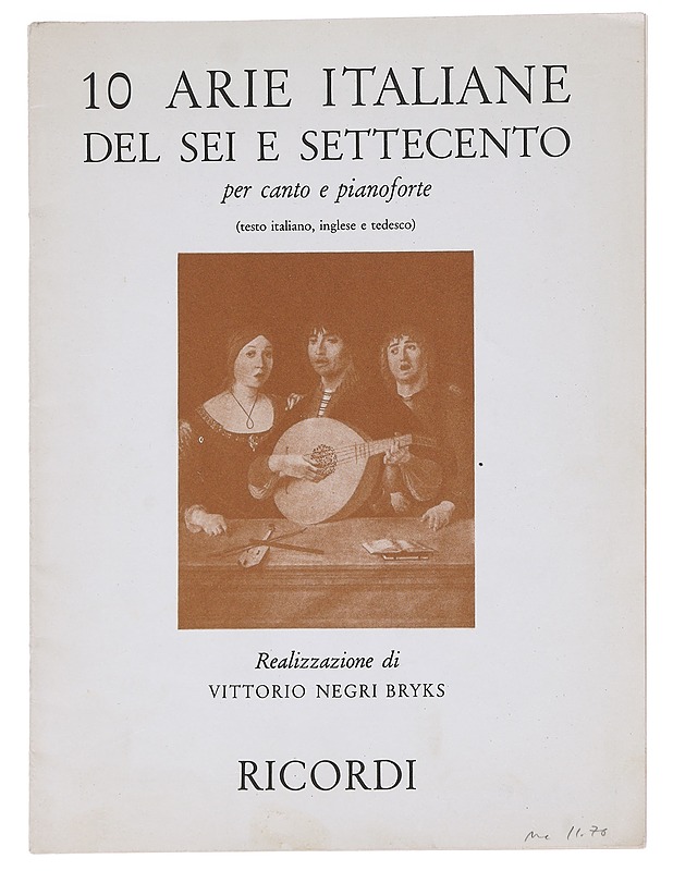 10 Arie Italiane: Del Sei E Settecento - Vittorio Negri Bryks - Musiikki- ja elokuvakirjat - 10105596967 - 0