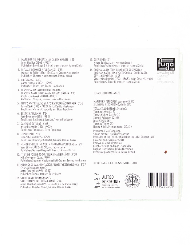 Total Cello Ensemble : Marjukka Tepponen, Soprano - CD - CD-levyt - 10105596962 - 1