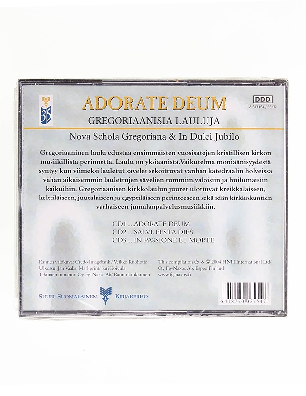 Nova Schola Gregoriana & In Dulei Jubilo - Adorate Deum Gregoriaanisia lauluja - 3 x CD - CD-levyt - 10105597055 - 1