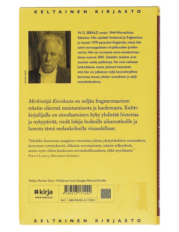 Merkintöjä Korsikasta - Sebald, W. G. - Romaanit ja novellit - 10105597059 - 1