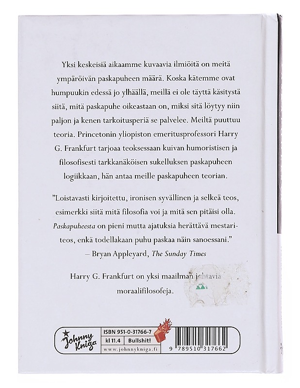Paskapuheesta - Frankfurt, Harry G. - Tietokirjat ja oppaat - 10105597060 - 1