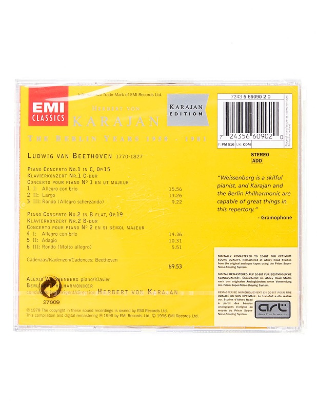 Karajan Edition : Beethoven ; Piano Concertos Nos. 1 & 2 - CD - CD-levyt - 10105597135 - 1