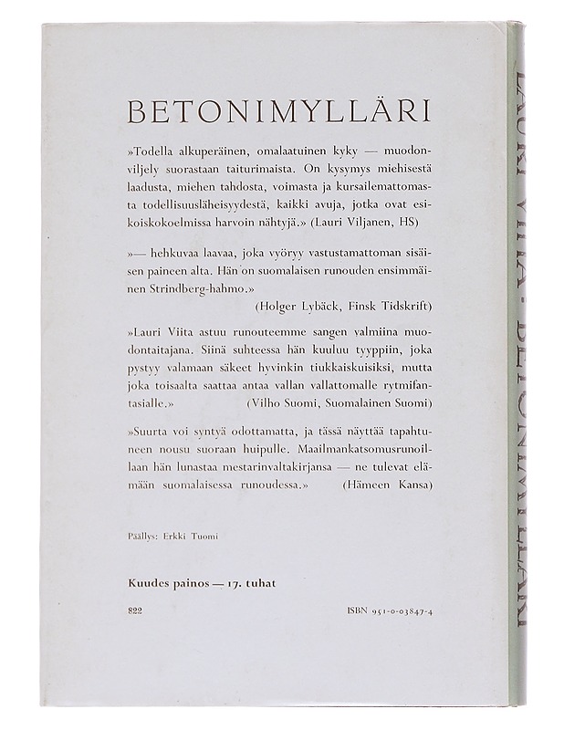 Betoni Mylläri ja muita runoja - Viita, Lauri - Runot ja näytelmät - 10105597157 - 1