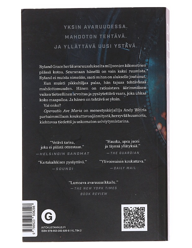 Operaatio Ave Maria - Weir, Andy - Fantasia- ja scifi - 10105597315 - 1