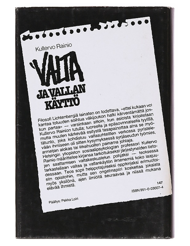 Valta ja vallan käyttö / Sosiaalipsykologinen tarkastelu - Kullervo Rainio - Harrastekirjat - 10105597793 - 1