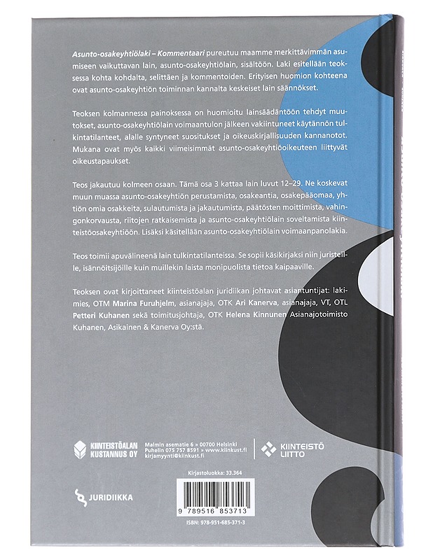 Asunto-osakeyhtiölaki  3 - Furuhjelm, Marina - Tietokirjat ja oppaat - 10105597900 - 1
