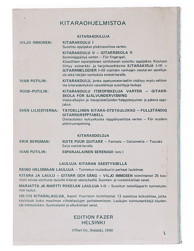 104 kitaralaulua - Aapeli Vuoristo - Harrastekirjat - 10105597989 - 1