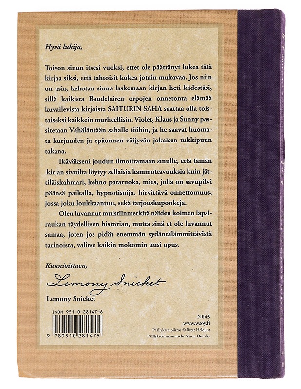 Saiturin saha - Snicket, Lemony - Nuorten kirjat - 10105598068 - 1