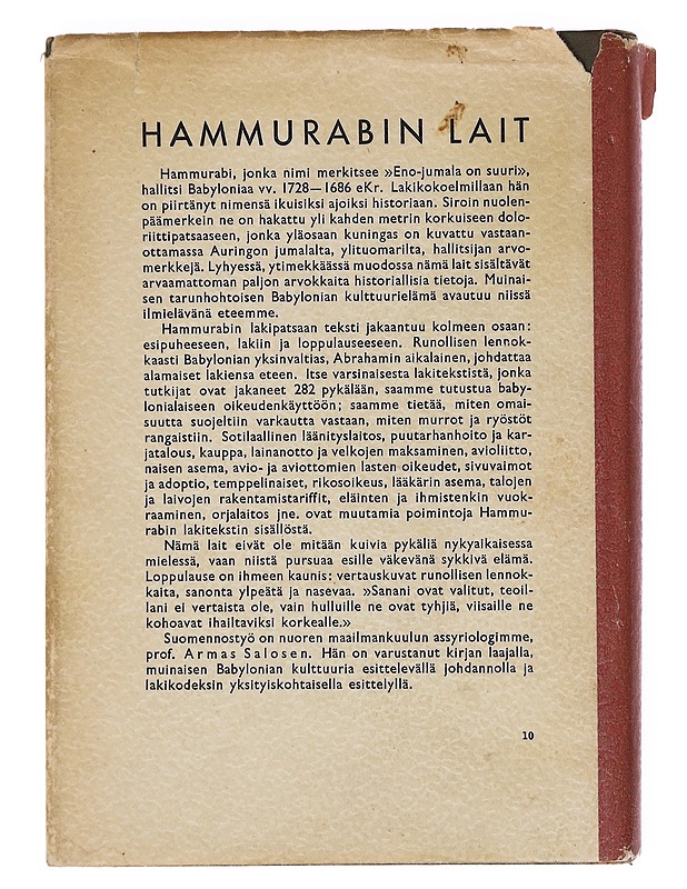 Hammurabin lait - Salonen, Armas - Tietokirjat ja oppaat - 10105598211 - 1