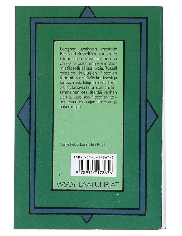 Länsimaisen filosofian historia 1 - Russell, Bertrand - Historiakirjat - 10105598302 - 1