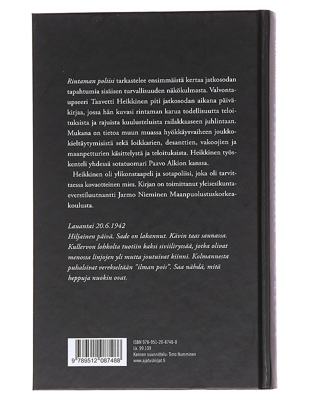 Rintaman poliisi / valvontaupseerin päiväkirja 1941-1944 - Heikkinen, Taavetti - Elämäkerrat ja muistelmat - 10105599000 - 1