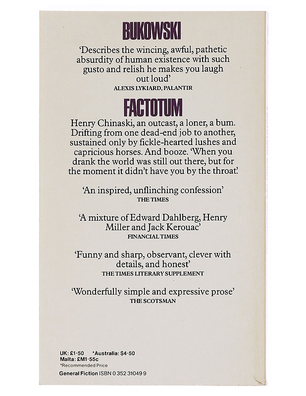 Factotum - Charles Bukowski - Romaanit ja novellit - 10105599244 - 1