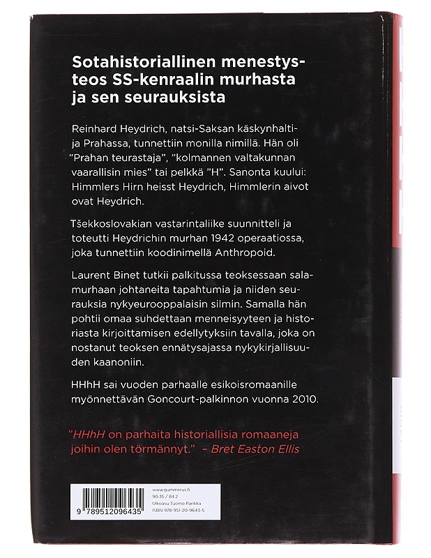 HHhH, Heydrichin salamurhan jäljillä - Binet, Laurent - Historiakirjat - 10105599318 - 1