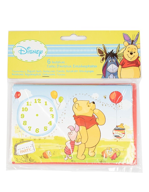 DISNEY Nalle Puh kutsukortti+kuori -setti, 6 + 6 kpl, 15x10 cm - Askartelu - 10105599439 - 0