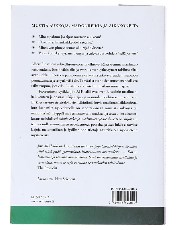 Mustia aukkoja, madonreikiä ja aikakoneita - Al-Khalili, Jim - Romaanit ja novellit - 10105599619 - 1