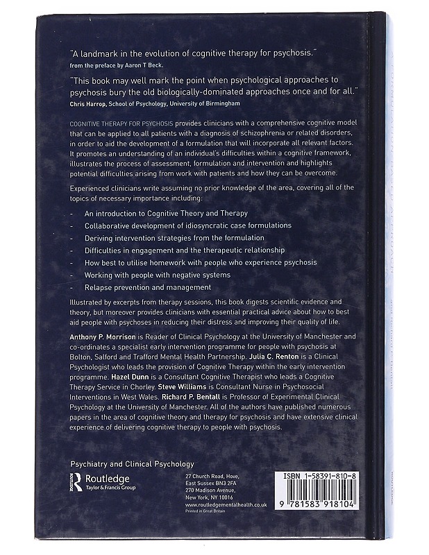 Cognitive therapy for psychosis : a formulation-based approach - Morrison, Anthony P. - Hyvinvointikirjat - 10105599664 - 1