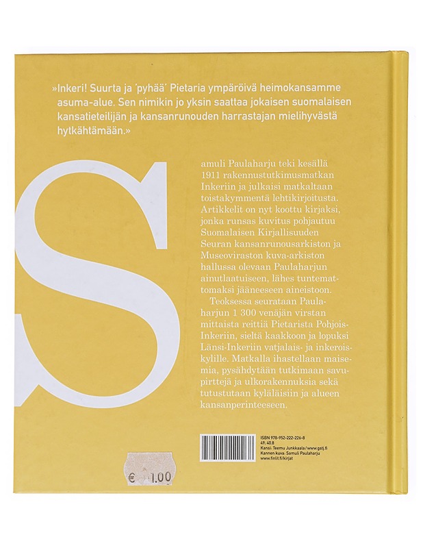 Samuli Paulaharjun Inkeri - Paulaharju, Samuli - Historiakirjat - 10105599849 - 1