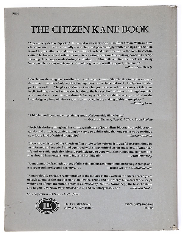 The Citizen Kane Book -  Kael, Pauline - Musiikki- ja elokuvakirjat - 10105599870 - 1