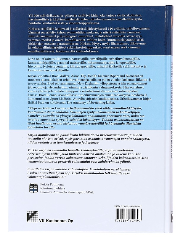 Urheiluvammat : ennaltaehkäisy, hoito, kuntoutus ja kinesioteippaus - Walker, Brad - Tietokirjat ja oppaat - 10105599907 - 1