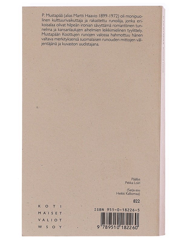 Kootut runot - P. Mustapää - Runot ja näytelmät - 10105600400 - 1