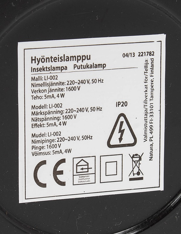 NATURA Li-002 hyönteislamppu - Muu elektroniikka - 10105600402 - 3