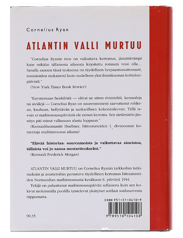 Atlantin valli murtuu : maihinnousu Normandiaan 6.6.1944 - Ryan, Cornelius - Historiakirjat - 10105600583 - 1