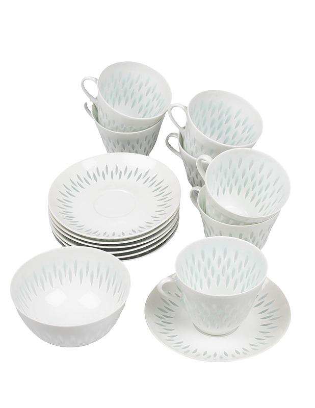 ARABIA riisiposliini kahvikupit, tassit ja sokerikko - setti - Designsuosikit - 10105600625 - 0