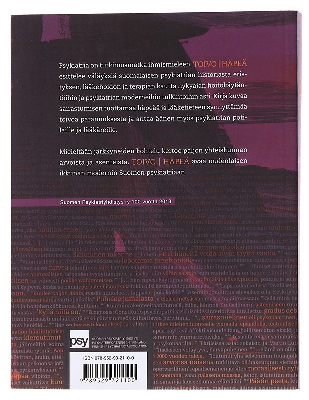 Toivo | häpeä : psykiatria modernissa Suomessa - Antti Parpola - Historiakirjat - 10105600699 - 1