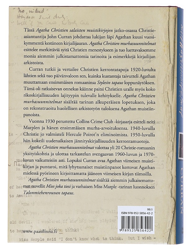 Agatha Christien murhasuunnitelmat / tarinoita ja salaisuuksia kirjailijan arkistoista - Curran, John - Elämäkerrat ja muistelmat - 10105600990 - 1