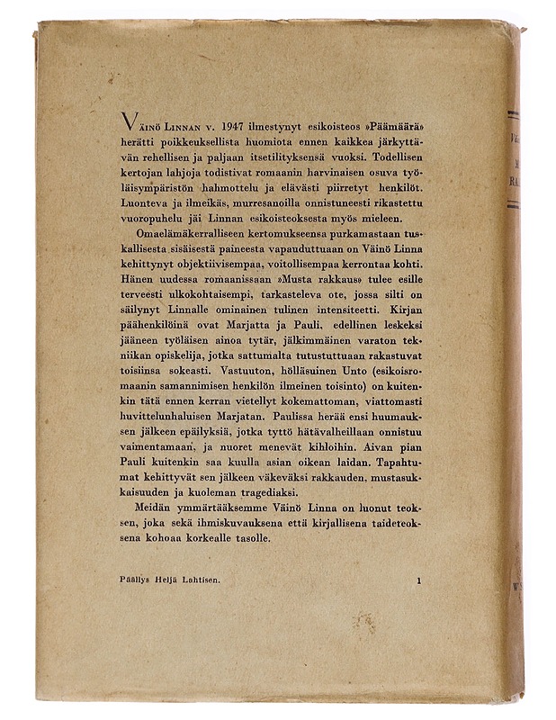 Musta rakkaus - Väinö Linna - Romaanit ja novellit - 10105601178 - 1