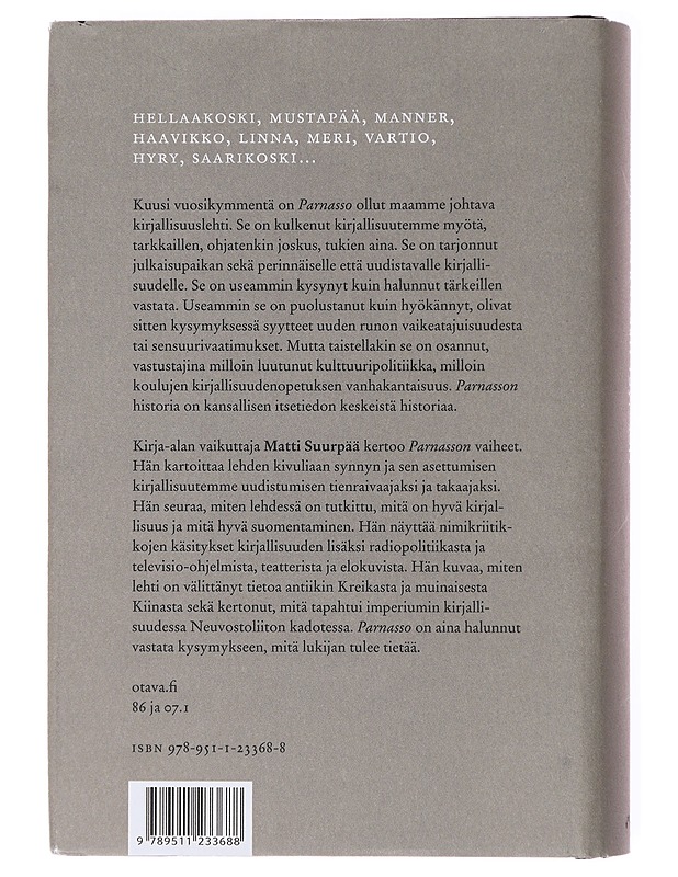 Parnasso 1951-2011 / kirjallisuuslehden kuusi vuosikymmentä - Matti Suurpää - Historiakirjat - 10105601414 - 1